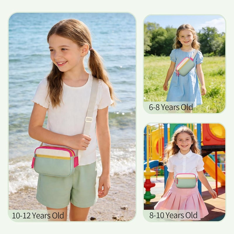 cotmcor Store Valentines Day Gifts for Kids: Fanny Pack Birthday Gift for 5 6 7 8 9 10 11 12 Year Old Teen Girls, Preppy Cute Trendy Stuff Colorblock Crossbody Bag Adjustable Belt Bags for Travel Outdoor - Image 4